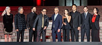 Sawai with the cast and crew of Shōgun in 2024