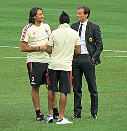 Allegri with Mario Yepes and Robinho in 2012