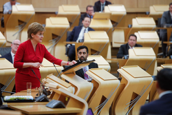 First Minister Nicola Sturgeon before the Scottish Parliament during First Minister's Questions