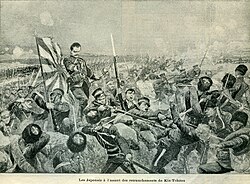 French illustration of a Japanese assault on entrenched Russian troops during the Russo-Japanese War
