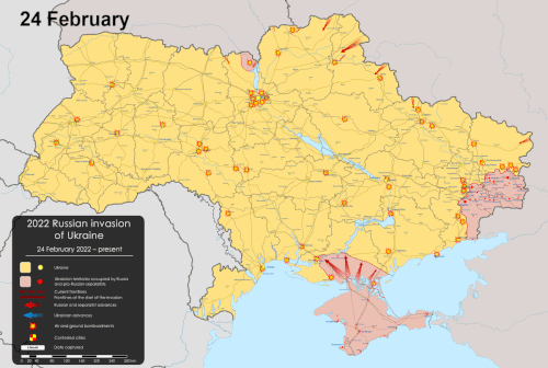 Animated map of the Russian invasion from 24 February to 7 April 2022