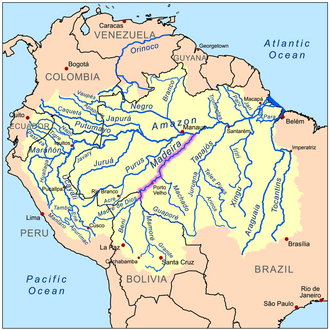 Map of the Amazon Basin with the Madeira River highlighted