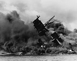 The USS Arizona was a total loss in the Japanese surprise air attack on the United States Pacific Fleet at Pearl Harbor, Sunday 7 December 1941