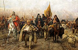Great Migration of the Serbs from Ottoman territories to the Habsburg monarchy at the end of the 17th century; 1896 painting by Paja Jovanović.