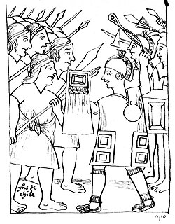 Felipe Guaman Poma de Ayala's picture of the confrontation between the Mapuches (left) and the Incas (right)