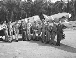 No. 17 Squadron RNZAF pilots at Ondonga on New Georgia, December 1943
