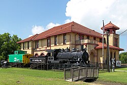 The former TBV station and office building, preserved and listed on the NRHP, in Teague