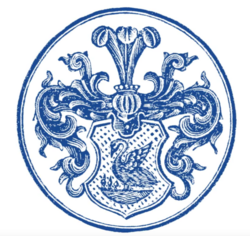 First logo of the German stationery company, Pelikan. Inspired by the coat of arms of its former owner Günther Wagner.[117]