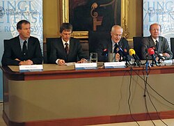 The Prize in Economic Sciences being announced at the Nobel Prize press conference by the Prize Committee in 2008