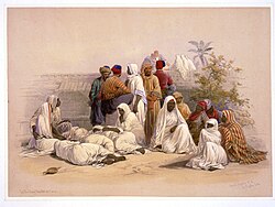 Barefooted slaves depicted in David Roberts' Egypt and Nubia, issued between 1845 and 1849, depicting victims of the slavery in Egypt.