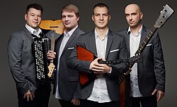 Style Quartet from Saint Petersburg: • Alexander Smertin, artistic director, bayan, • Alexander Barbolin, Prima Balalaika, • Alexey Busin, Viola Balalaika, • Evgeny Redkin, Contrabass Balalaika.