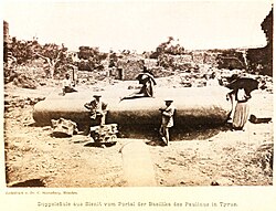 A German expedition led by Johann Nepomuk Sepp to excavate the bones from the ruins of the Cathedral of Tyre, 1879