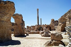 Remains of the Antonine Baths in ancient Carthage, from the Roman period, in present-day Tunisia
