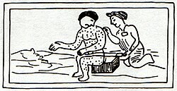 16th-century Aztec drawing of someone with measles