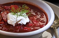 Borscht with smetana (sour cream)
