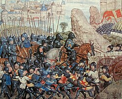 Armies of the Middle Ages consisted of noble knights, rendering service to their suzerain, and hired footsoldiers