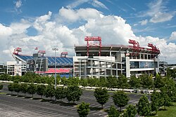 Nissan Stadium, home of the Tennessee Titans and formerly Nashville SC