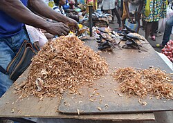 Dried crayfish at an African market