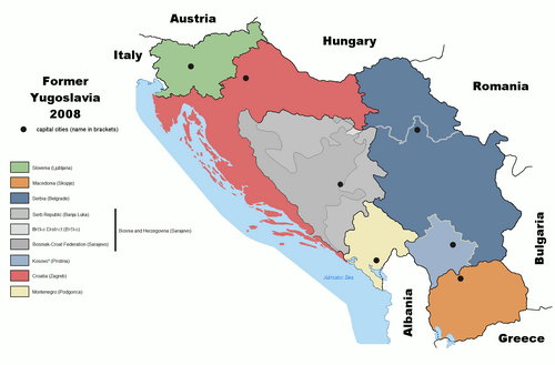 2008 map of the former Yugoslavia