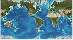 World map with ocean topography