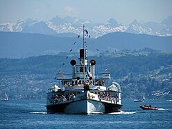 One of the city's two paddle steamers on Lake Zurich
