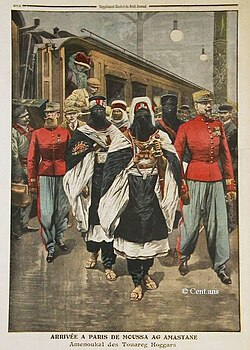 Tuareg chief Moussa Ag Amastan arriving in Paris, 1910