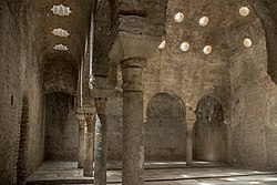 The large warm room of the Bañuelo hammam in Granada, Spain