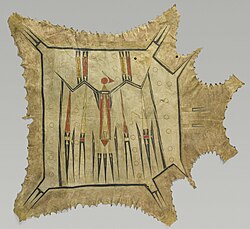  Painting of a thunderbird on an animal hide, originally from the Great Lakes region