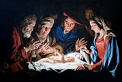 Adoration of the Shepherds by Dutch painter Matthias Stomer, 1632