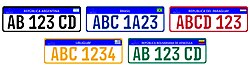 Mercosur common plates, in use since January 2016