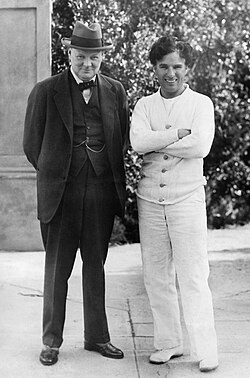 Churchill meeting with film star Charlie Chaplin in 1929