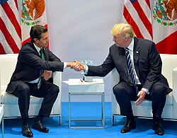 Peña Nieto meets with U.S. president Donald Trump at the G20 Hamburg summit, July 2017.