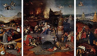 Triptych of the Temptation of St Anthony (1501 C.) in the National Museum of Ancient Art, Lisbon, Portugal