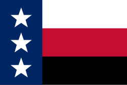The historical flag of the Rio Grande, which the flag of Laredo is based on