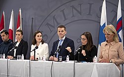 Danish prime minister Mette Frederiksen (second from left) with foreign counterparts at the Nordic Council in Copenhagen, 2021