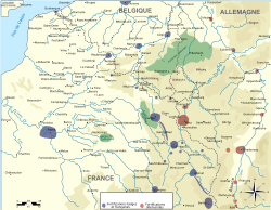 Map of French, Belgian and German frontier fortifications, 1914