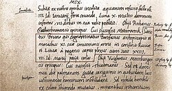 Earliest mention of Lithuania (Litua, on line 7) in the entry for 1009 in the 11th-century Annals of Quedlinburg, Dresden, Sächsische Landesbibliothek, Q.113, fol 31r.