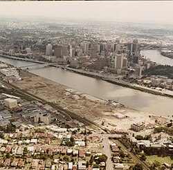 Clearing large areas of South Brisbane in 1987 to make way for World Expo 88