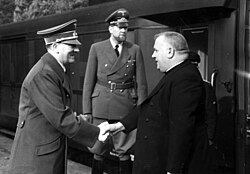 Adolf Hitler greeting Jozef Tiso, president of the Slovak Republic, 1941