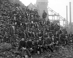 Miners at the Tamarack mine in Michigan's Copper Country, 1905