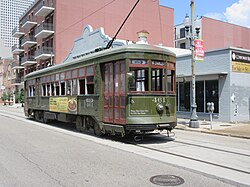 A streetcar on the St. Charles Avenue Line in New Orleans