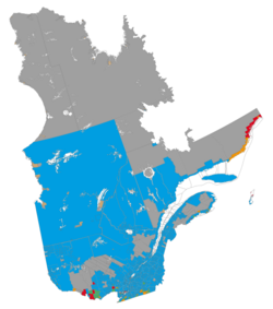 Linguistic map of the province of Quebec (source: Statistics Canada, 2006 census) Francophone majority, less than 33% Anglophone Francophone majority, more than 33% Anglophone Anglophone majority, more than 33% Francophone Anglophone majority, less than 33% Francophone Indigenous language majority Data not available