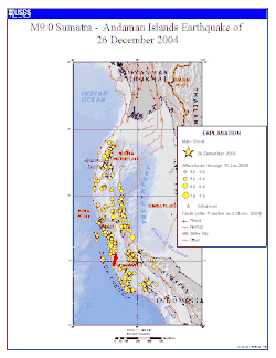 Initial earthquake and aftershocks measuring greater than 4.0 Mw from 26 December 2004 to 10 January 2005