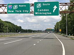 Pearl Harbor Memorial Turnpike Extension of the New Jersey Turnpike (I-95) at the interchange with the New Jersey Turnpike mainline in Mansfield Township