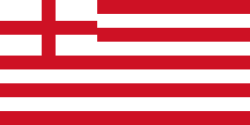 The flag of the East India Company, which is speculated to have influenced the design of the Continental Union Flag[13]