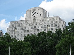 Clock on Shell Mex House, London, made by Gillett & Johnston, 1932