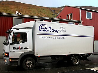 Truck delivering chocolate in the Faroe Islands