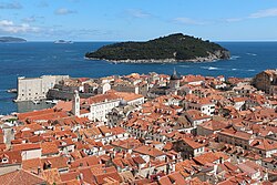 Lokrum island behind Dubrovnik's old town