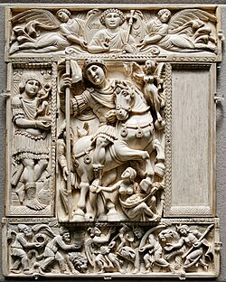 The Barberini Ivory, thought to portray either Justinian or Anastasius I
