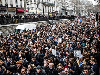 A rally in Paris in support of the victims of the 2015 Charlie Hebdo shooting